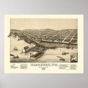 Washburn, WI Panoramic Map - 1886 Poster