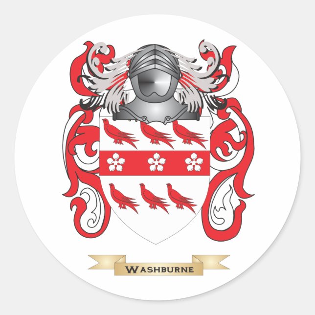 Washburne Family Crest (Coat of Arms) Classic Round Sticker (Front)