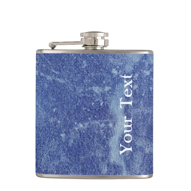 Washed Denim Design #12 at Emporio Moffa Hip Flask (Front)