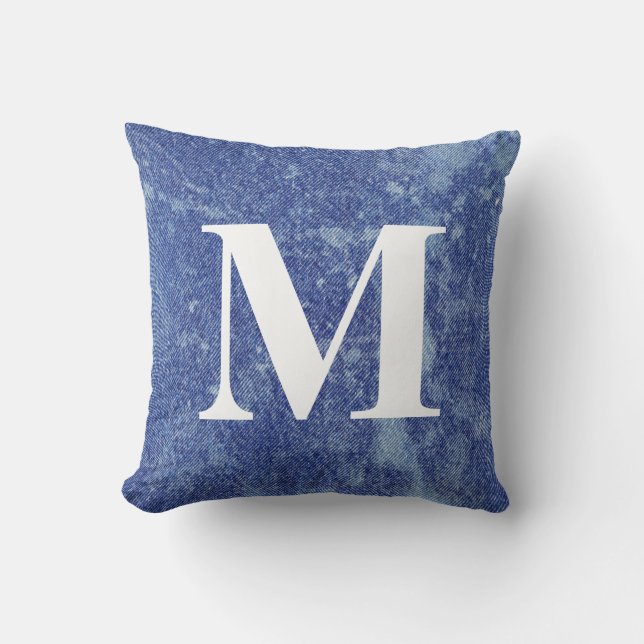Washed Denim Design #12 with Monogram Cushion (Front)