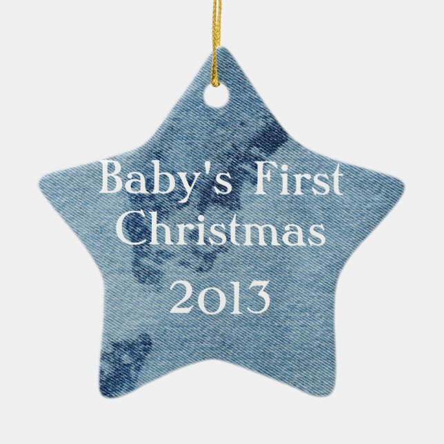 Washed Denim Design #9 at Emporio Moffa Ceramic Tree Decoration (Front)