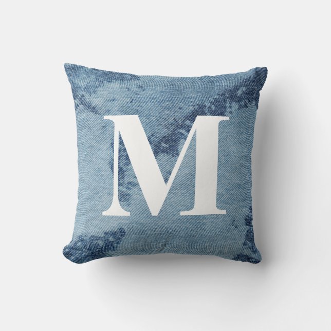 Washed Denim Design #9 with Monogram Cushion (Front)