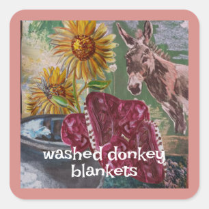 washed donkey blankets today( female donkey) square sticker