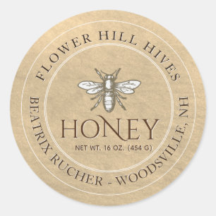 Washed Kraft Honey Label with French Bee