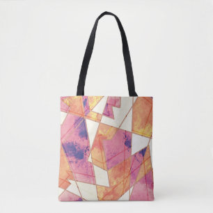 Washed Out Geometric Pattern Tote Bag