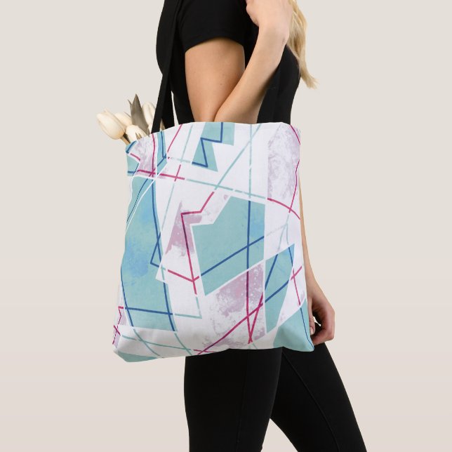Washed Out Geometric Pattern Tote Bag (Close Up)