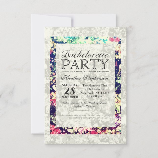Washed Out & Multicolor Elegant Floral Collage Invitation (Front)