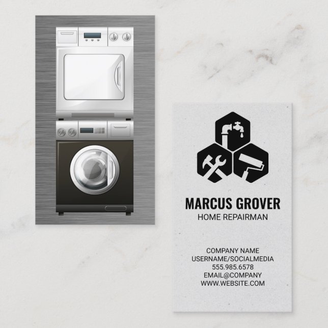 Washer and Dryer | Appliance Repair Services Business Card (Front/Back)