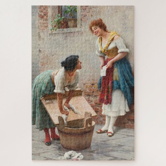 Washer Women Sharing Happy News Jigsaw Puzzle (Vertical)