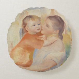 Washerwoman and Child (1886) Pierre-Auguste Renoir Round Cushion
