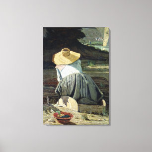 Washerwoman by the River, 1860 Canvas Print