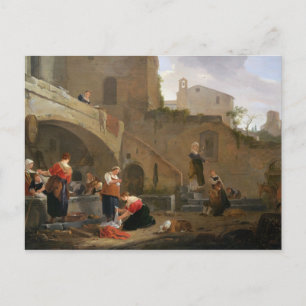 Washerwomen by a Roman Fountain Postcard