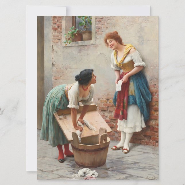 Washerwomen Sharing the News Card (Front)