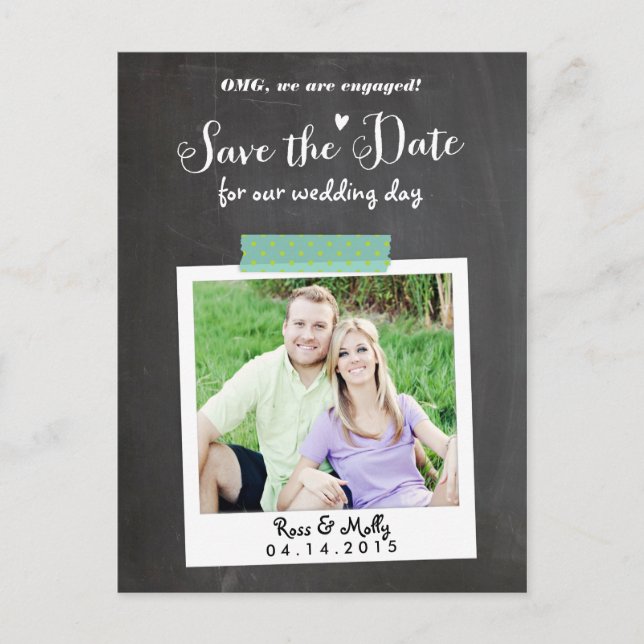 Washi Taped Save the Date Postcard (Front)