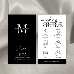 Washing Care Instructions Minimalist Logo Clothing Business Card