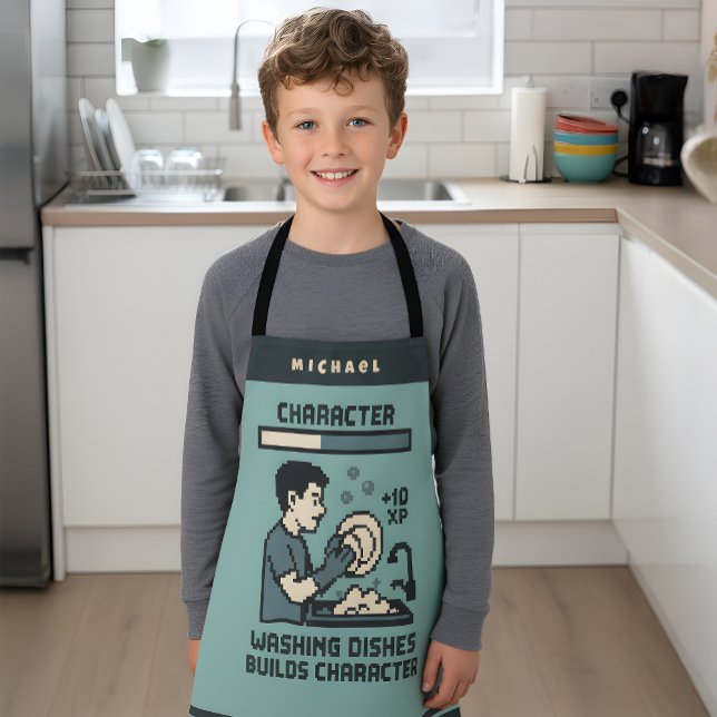 Washing Dishes Builds Character Gamer Funny Apron (Creator Uploaded)