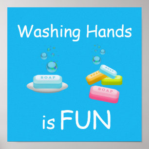 Washing Hands is FUN Virus Germ Safety Kids Poster