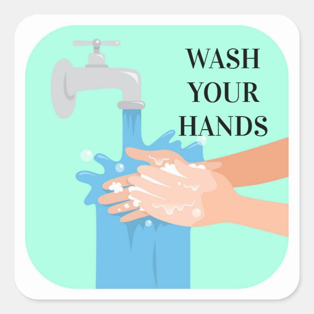 Washing Hands With Soap Square Sticker (Front)