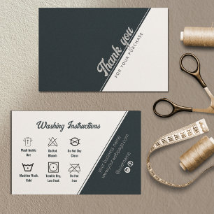 Washing Instructions Black White Grey Thank You Bu Business Card