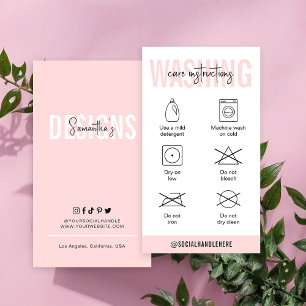 Washing Instructions Blush Pink Clothing Care Business Card