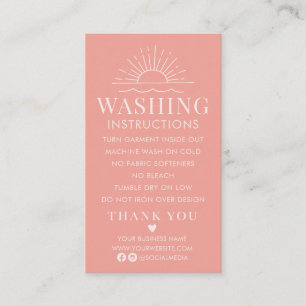 Washing Instructions Clothing Shirt Care with Sun  Business Card