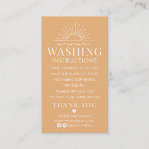 Washing Instructions Clothing Shirt Care with Sun Business Card