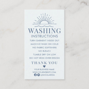 Washing Instructions Clothing Shirt Care with Sun Business Card