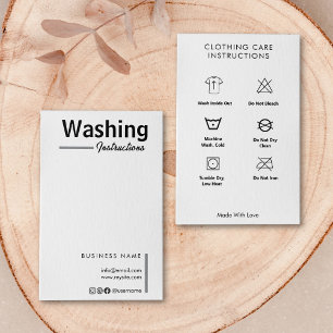 Washing Instructions T-Shirt Care Black And White Business Card