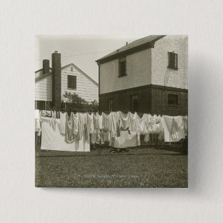 Washing line outside houses 15 cm square badge