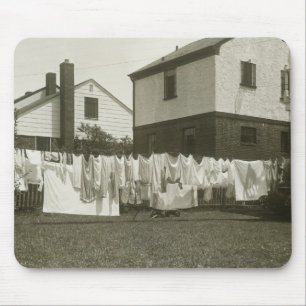 Washing line outside houses mouse mat