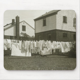 Washing line outside houses mouse mat