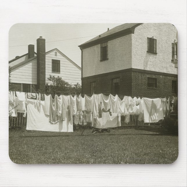 Washing line outside houses mouse mat (Front)