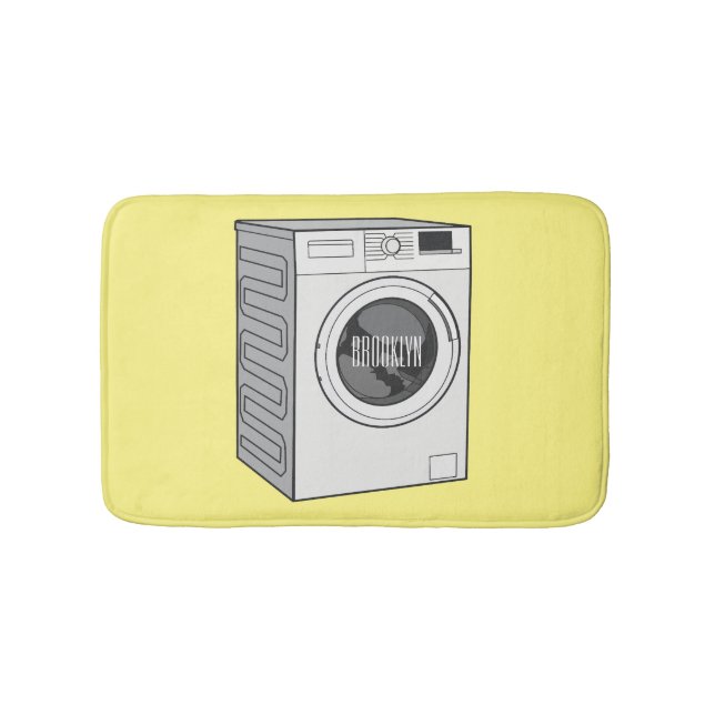 Washing machine cartoon illustration  bath mat (Front)