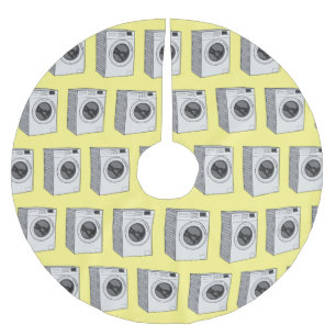 Washing machine cartoon illustration  brushed polyester tree skirt