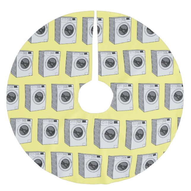 Washing machine cartoon illustration  brushed polyester tree skirt (Front)