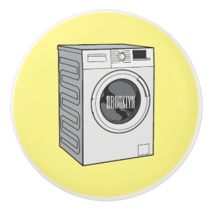 Washing machine cartoon illustration  ceramic knob