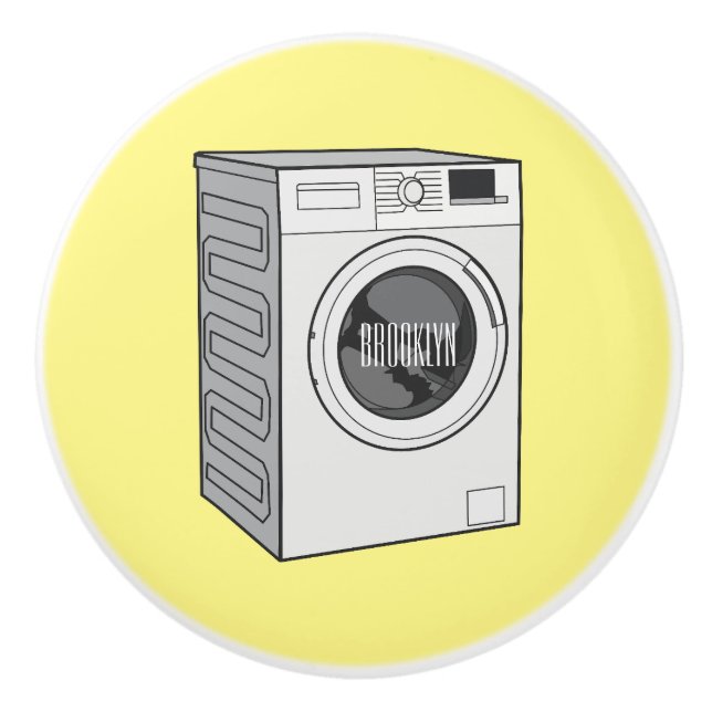 Washing machine cartoon illustration  ceramic knob (Front)