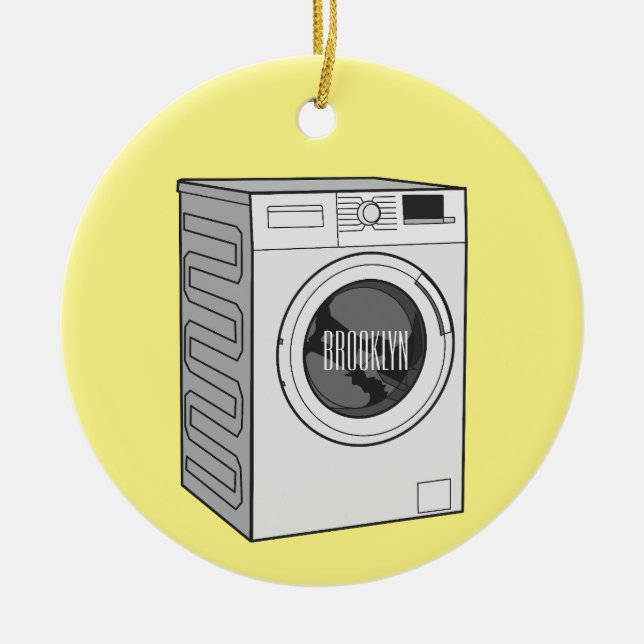 Washing machine cartoon illustration  ceramic tree decoration (Front)