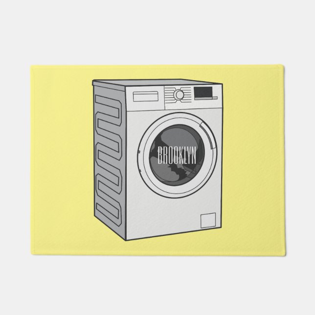 Washing machine cartoon illustration  doormat (Front)