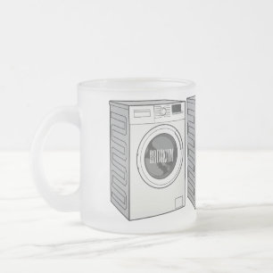 Washing machine cartoon illustration frosted glass coffee mug