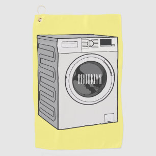 Washing machine cartoon illustration  golf towel