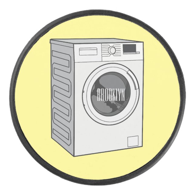 Washing machine cartoon illustration  hockey puck (Front)