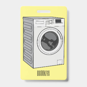 Washing machine cartoon illustration ID badge