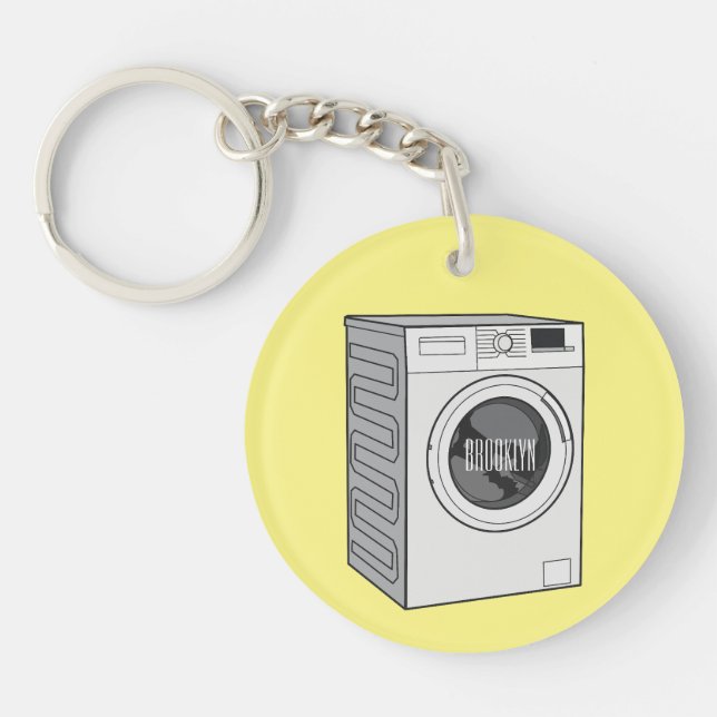 Washing machine cartoon illustration  key ring (Front)