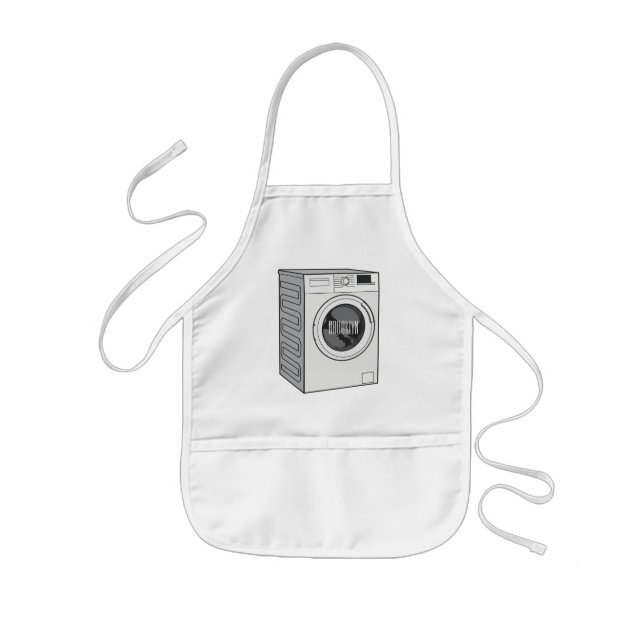 Washing machine cartoon illustration  kids apron (Front)