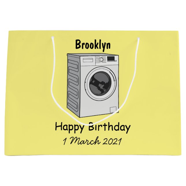 Washing machine cartoon illustration large gift bag (Front)