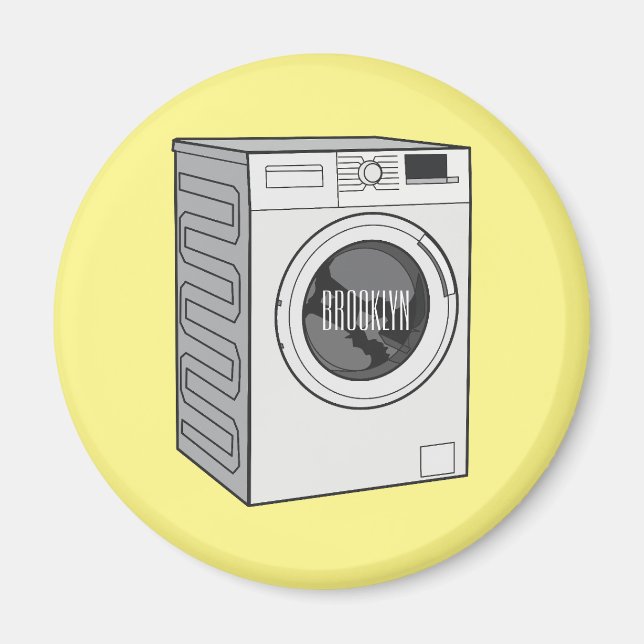 Washing machine cartoon illustration  magnet (Front)