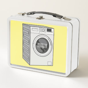 Washing machine cartoon illustration  metal lunch box