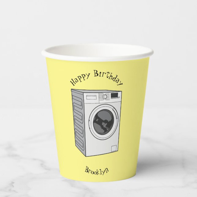 Washing machine cartoon illustration paper cups (Front)