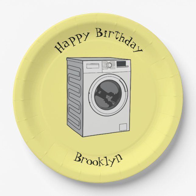 Washing machine cartoon illustration paper plate (Front)